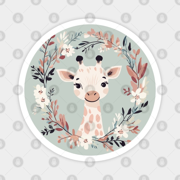 Boho Kawaii Giraffe – Adorable Safari Animal Aesthetic Magnet by TuncGK